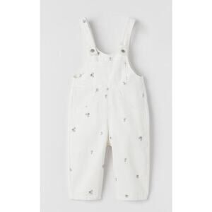 ZARA Kids Denim Floral White Jumpsuit 9mos‎